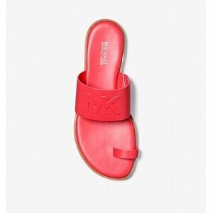 Michael Kors Embossed Faux Leather Slide Sandals‎
